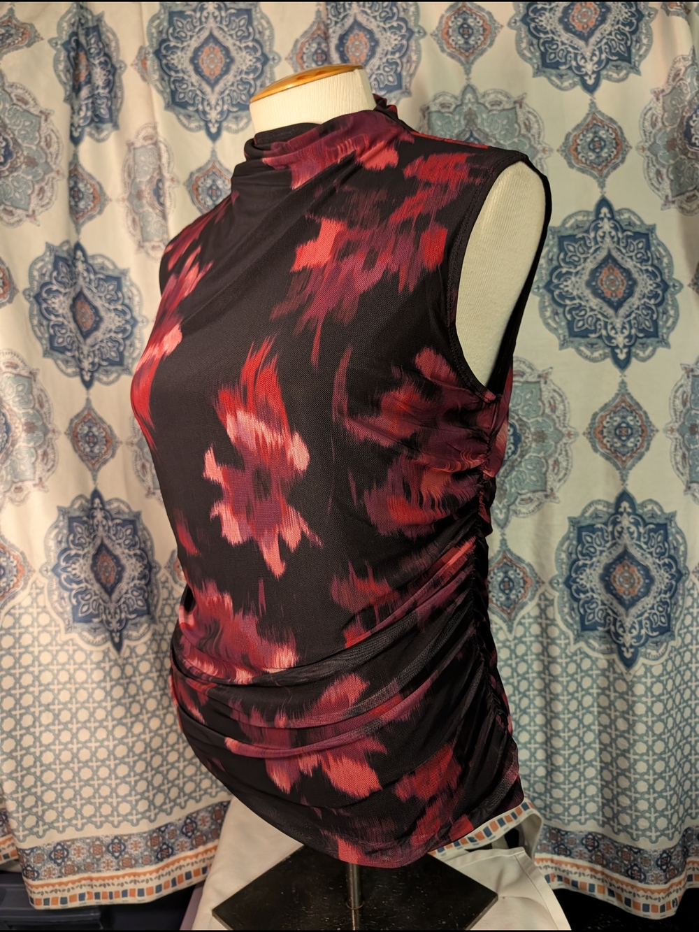 business burgundy | Calvin Klein mock neck top | sleek + professional